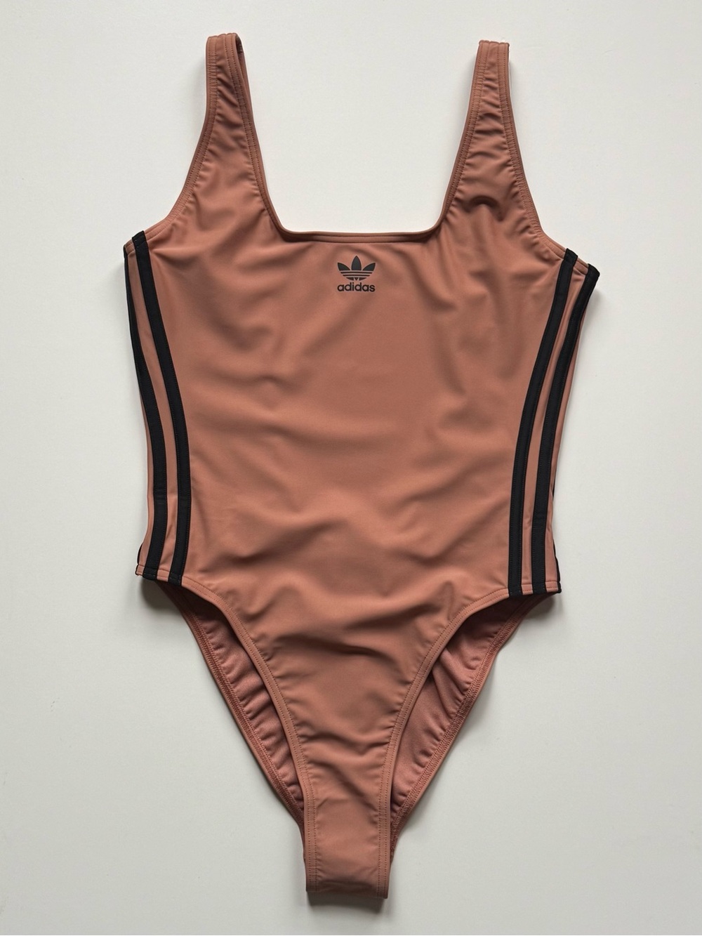 adidas Women's One-Piece Swimsuit in Dusty Rose with Black Stripes
